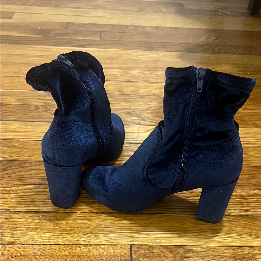 Candie's Blue Velvet Heeled Boots